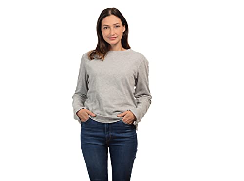 MAI Post Shoulder Surgery Shirts | Chemo Clothing | Women Long Sleeve Shirt | Easy Snaps on Shirt Sides and Full Arm Opening | Soft Fabric | Dialysis Clothing Heather Gray | Adaptive Clothing