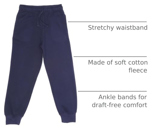 Image of EVERYDAY KIDS Girls' Cotton Fleece Sweatpants; Girls' Activewear Jogger Pants - Soft and Breathable Cotton /Poly Blend