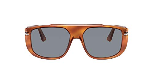 Persol PO3261S Rectangle Sunglasses, Terra Di Siena Light Blue, 54 mm