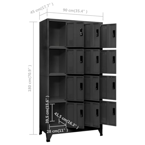 Vidaxl Armadietto Con Serratura Antracite 90X45X180 Cm In Acciaio - 2