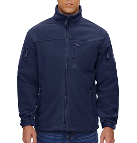 Winter Warm Work Coats Men's Full Zip Tactical Fleece Jacket Outdoor Hiking Training W/Zipper Pocket