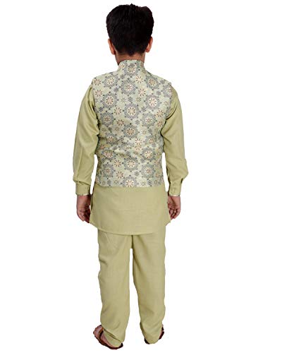 Image of FOURFOLDS Ethnic Wear Kurta Pyjama with Waist Coat Jacket for Kids and Boys FE612