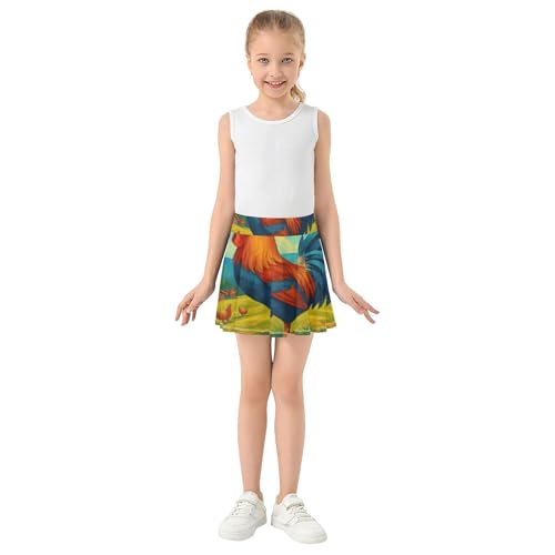 Uniform Athletic Shorts Girls Skorts Kids Tennis Skirts Pleated Skort Vintage Rooster 4t3