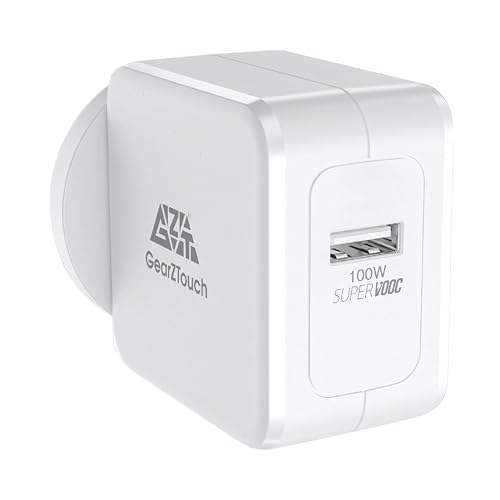 Image of GZTOUCH 100W SuperVOOC Fast Charging Adapter | High-Power Wall Charger Compatible with OnePluss /Realmme /Oppoo & Type-C Devices Supports VOOC /SuperVOOC /Dart /Dash /Warp & QC 3.0- WHITE