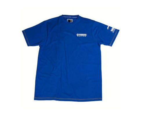 YAMAHA S/S - Camiseta de manga corta 100% algodón para deportes motorizados para motocicleta, cuatrimoto, UTV, cuello redondo, Paddock Blue, Large