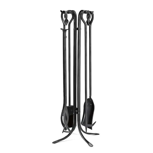 Compact Hand Forged Iron Fireplace Tool Set