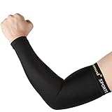 Shinymod Arm Sleeves UV Protection Sleeves for Men Women Youth Arm Warmers Compression Sports Long Sleeves Cycling Hiking Golf Basketball Driving Fishing Tattoo Covers Elbow Sleeves (Black, L)