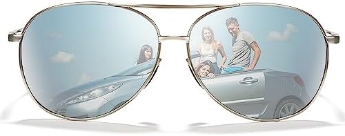 Cyxus Polarized Aviator Sunglasses for Men Women Classic Mirrored Lens UV Protection, Gifts for Him or Her