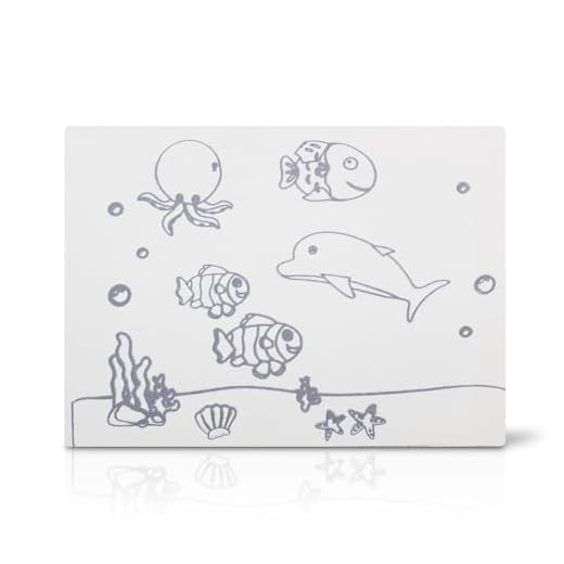 Tela De Pintura Riscada, 16cm X 22cm, Desenho: Fundo do Mar - Souza & Cia (Ref: 8150)