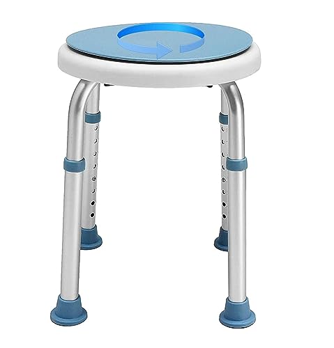 Shower Chair & Bath Rotating Stool for Elderly 360° Swivel Seat Safety Aid - Adjustable Height, Non-Slip & Round Padded - Ideal Mobility for Seniors, Handicapped, Disabled, Post-Surgery