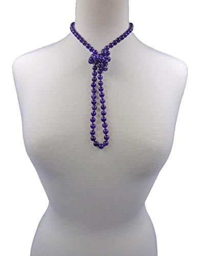 Mgr My Gems Rock! 36 Inch Long 7.5-8Mm Polished-Fininsh Genuine Amethyst Endless Infinity Opera Length Chakra Mala Beaded Strand Necklace. #TOP2