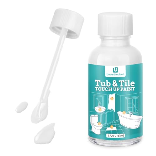 Tub and Tile Paint White Touch Up Paint for Bathtub Porcelain Repair for Scratches and Chips On Tubs,Tiles and Bathroom,Enamel,Acrylic,High-Gloss White Quick-Dry 1.5oz