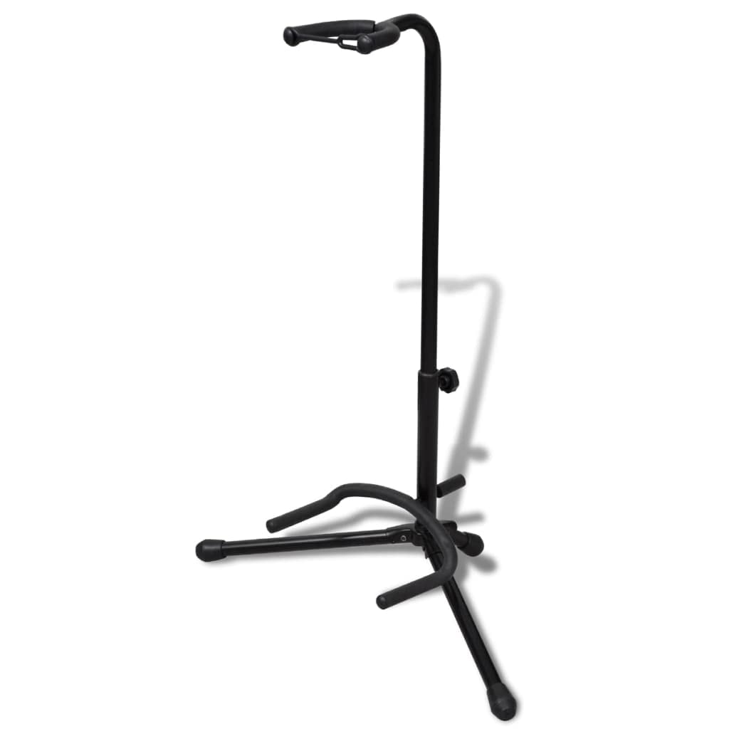 Soporte de guitarra individual ajustable de acero plegable para guitarra acústica, guitarra eléctrica, bajo, con tapas de goma antideslizantes y soporte acolchado, altura 66-80 cm