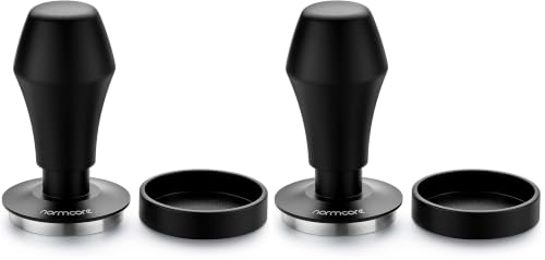 Image of Normcore V4 Coffee Tamper 53.3mm - Spring-Loaded Tamper - Barista Espresso Tamper with 15lb / 25lb / 30lbs Replacement Springs - Anodized Aluminum Handle and Stand - Flat Base, Black (Pack of 2)
