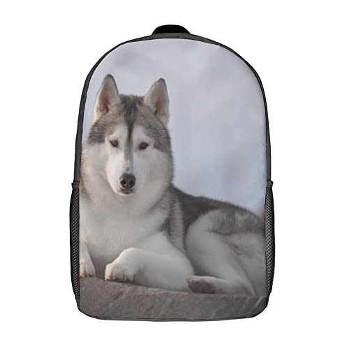Sac à dos imprimé 3D chien Husky unisexe grand volume pour étudiant et écolier