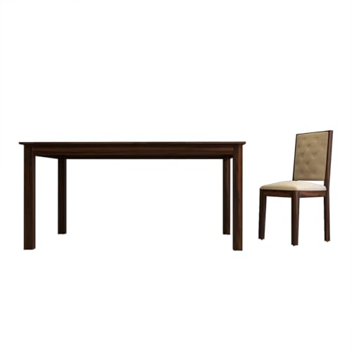 Image of DRIFTINGWOOD Izabel Dining Table 4 Seater | Four Seater Dinning Table with 4 Chairs with Beige Cushions for Home | Rosewood, Walnut Finish, Self Assembly(DIY)