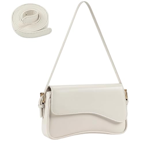 GWAWG Women's Leather Shoulder Bag, Mini Tote Bag, Small Antique Soft Leather Shoulder Bag, Classic Women's Mini Chain Bag (white)