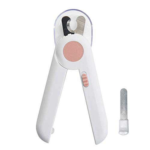 Patas Lague Dog Nail Clippers Cat Clippers and Trimmer Nail Clipper for Small Dog with LED Light, Safety Nail Clipper Razor Sharp Blade Hidden Nail File, Professional Grooming Tools(Red)