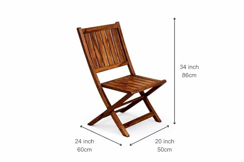 Image of Solid Sheesham Wood Folding Patio Chair Set of 2 | Portable Wooden Chairs for Balcony, Garden &Indoor Seating | Patio Seating Furniture for Balcony & Lawn Use (Honey Finish, Set of 2)