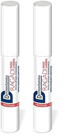 Dermovitamina Ragadi Naso Labbra - Stick per labbra e naso screpolate - Stick lipogel rigenerante - Idrata e nutre la pelle della zona naso-labiale - 3 ml (Confezione da 2)