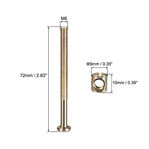 Uxcell A19030500UX0247 M6 X 70Mm Furniture Bolts Nut Set Hex Socket Screw With Barrel Nuts Phillips-Slotted Zinc Plated 6 Sets thumb #2