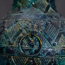 中国美術　漢 青銅製 雙環乳釘紋圓壺』置物 賞物 貴重物品 中国美術 漢 青銅製 雙環乳釘紋圓壺』置物 賞物 貴重物品