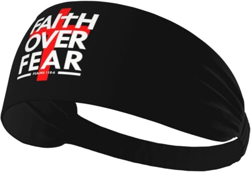 Faith Over Fear Bible Scripture Verse Christian Sweat Headbands for