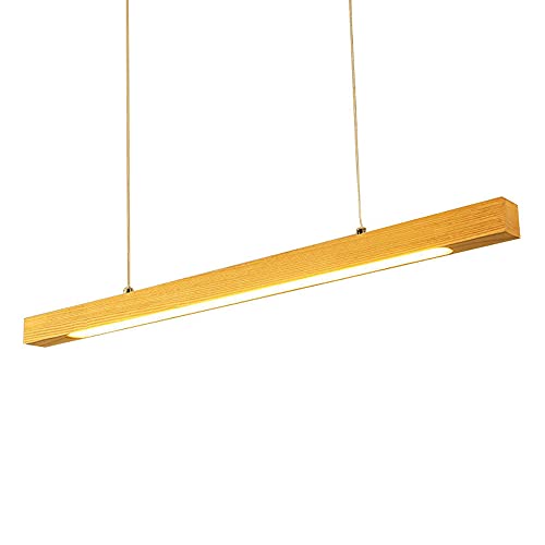 Lámpara lineal de madera ideal para iluminar la isla de tu cocina con estilo nórdico