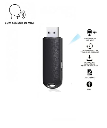 Mini gravador ativado por voz de 8 GB Unidade flash USB 2.0 dade de gravação de 96 horas Criptografi