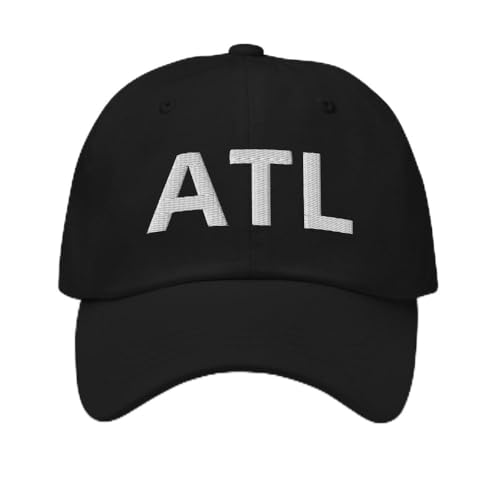 ATL Hat - Atlanta Georgia Native or Souvenir Hat - Embroidered Adjustable Dad Hat Baseball Cap Black