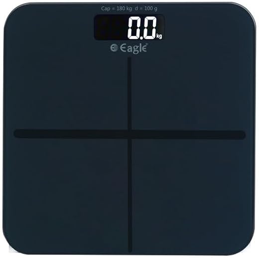 Eagle Personal Body Weighing Scale with 180 kg Capacity and Thick Tempered Glass, Digital Bathroom Weighing Scale with LCD...