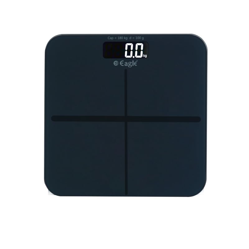Image of Eagle Personal Body Weighing Scale with 180 kg Capacity and Thick Tempered Glass, Digital Bathroom Weighing Scale with LCD Display & Step on Technology, 1 Year Warranty (Grey, EEP-1100A)