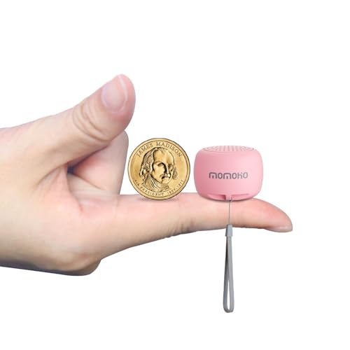 Momoho Mini Bluetooth Speaker with Camera Remote Control For Smartphones, TWS Pairing Stereo Bluetooth Speaker, Portable Bluetooth Speaker Wireless(Mini Round, Pink)