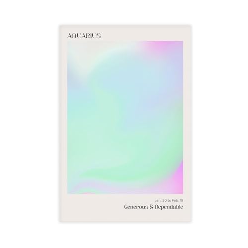 wangpaihui Zodiac Aquarius Aura Gradient Poster, Abstract Wall Art Print,