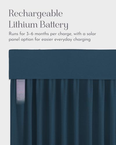 Image of Graywind Motorized Curtains with Track, Room Darkening Smart Curtains, Rechargeable Curtains Compatible with Alexa & Remote Control for Large Windows, Custom Drapes Up to 220 inch, Echo (Navy)