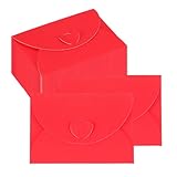 PATIKIL Mini Kuvert 103x72mm Niedliche Kartenhalter Mit Herzverschluss Für Geburtstage Hochzeiten Geschenke Geschäftskarten (Rot 50 Stück)
