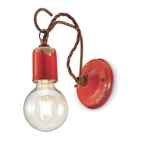 Applique con pendente Ferroluce Retrò rosso minimale per interni