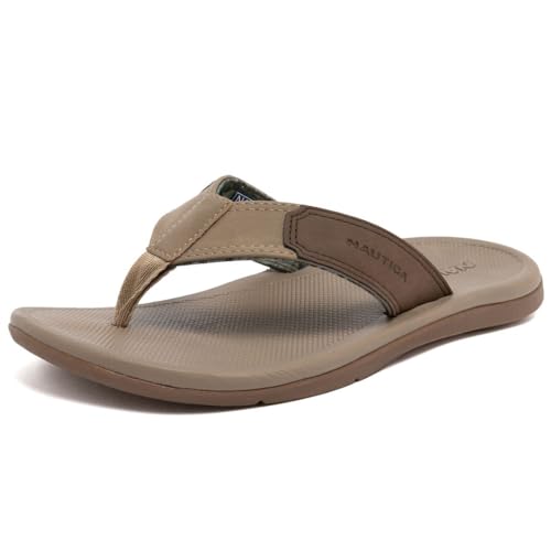 Image of Nautica Men's Flip Flop Shower Sandals Slides - Comfortable Waterproof Beach Footwear Slip-On Thong (Medium /Wide Width)