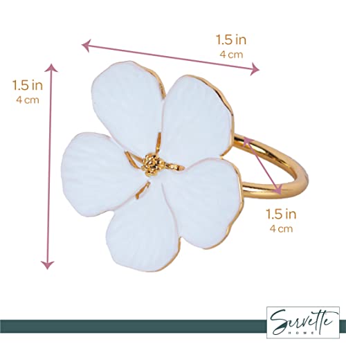 Gold Napkin Ring With Spring White Pansy Flower Set Of 10 #TOP4