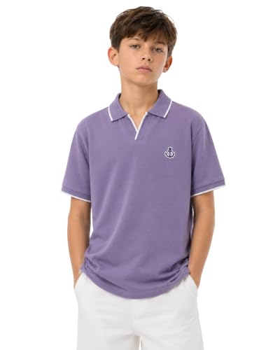 Image of Alan Jones Clothing Boys Solid Polo T-Shirt | Cotton Rich Regular Fit Half Sleeve Collar Tshirt for Boys | Age 6-16 Years