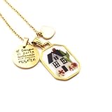 Shopping Cat Bijoux Collana Ciondolo Casa e Frase Il Tempo - Collana Donna In Acciaio