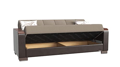 Ottomanson Convertible Furniture With Storage Legacy X Collection, Sofabed, Beige/Brown-Pu #TOP3