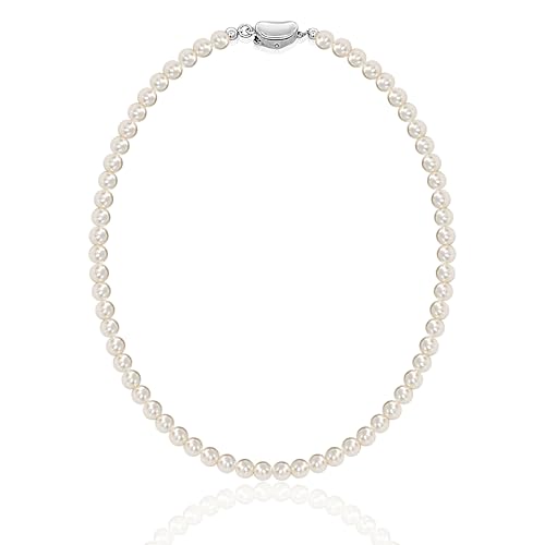 Maison Dianie Collier Ras de cou de Perles cristaux Femme Argent Sterling 925 Collier Mariage Femme Fermoir Claps Argent cadeau anniversaire 4mm 6mm 8mm (8mm)