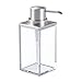 mDesign Plastic Bathroom Vanity Counter Organizers, Dispenser Pump, Toothbrush Stand, Storage Jar, Soap Dish, for Cotton Swabs, Toothpaste, Makeup, Lumiere Collection, Clear/Brushed Chrome