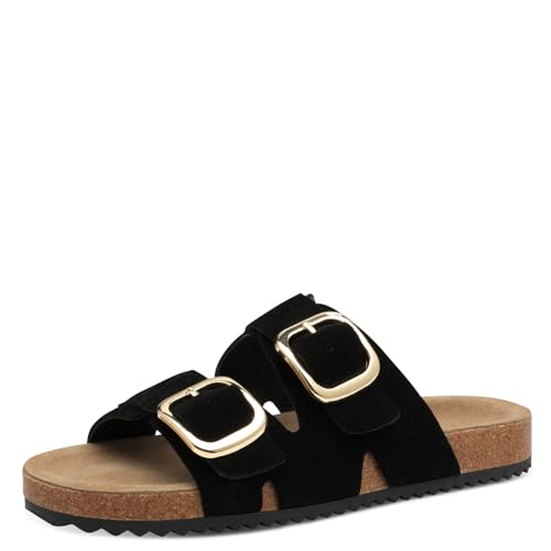 s.Oliver Damen Pantoletten aus Leder mit Schnallen, Schwarz (Black), 40 EU