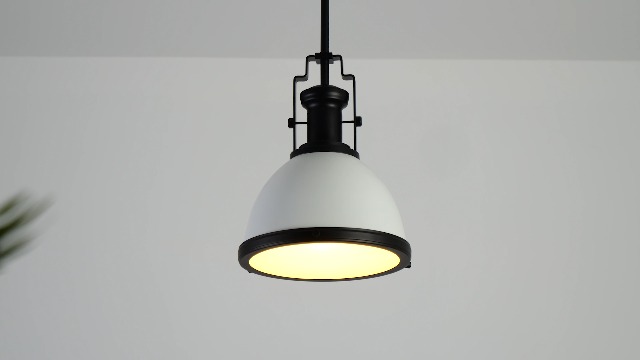 Image of JONATHAN Y Homer Industrial Dome Pendant 10 inch, White /Matte Black | 1-Light, Farmhouse Style, Adjustable Hanging Height, Glass Diffuser, Sloped Ceiling Compatible, Metal, LED Bulb Included