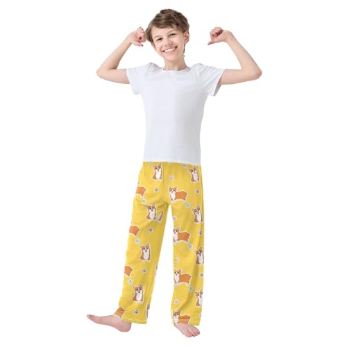 Boys' Pants Orange Corgi Dog Animals Long Bottoms Jogger Pants Elastic Waist Trousers with Pockets S-XL2