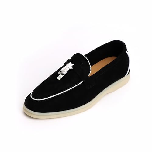 Image of XOBZJH Women's Leather Suede Loafers Flats - Slip-On Penny Loafers with Soft, Comfortable Driving & Dress Shoes for Casual Office Work All Day
