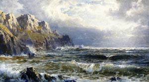 Peinture à l'huile Moye Point pour un salon style bord de mer épuré