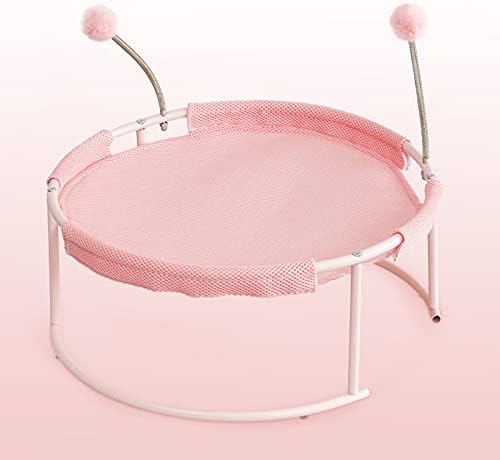 review Cat Bed Summer Hammock Bed Free-Standing Cat Sleeping Cat Supplies Washable & Breathable Easy Assembly Indoors Outdoors, 18 in x 18 in x 7.5 in (Pink)
